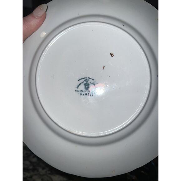 Pitcairns Limited Tunstall England Myrtle Dinner Plates 9" Set of 4 Atq Blue Whi - Picture 5 of 11